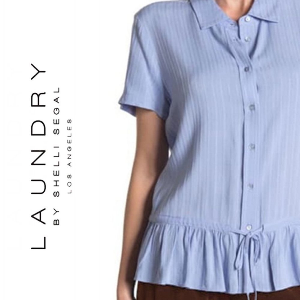 NWT Laundry By Shelli Segal Ruffle Tie Peplum Dress Shirt